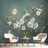 Rose Branch Wall Mural 400 x 280 cm, White and Green 3D Wallpaper view 1