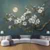 Rose Branch Wall Mural 400 x 280 cm, White and Green 3D Wallpaper view 2