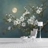Rose Branch Wall Mural 400 x 280 cm, White and Green 3D Wallpaper view 3