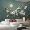 Rose Branch Wall Mural 400 x 280 cm, White and Green 3D Wallpaper view 4
