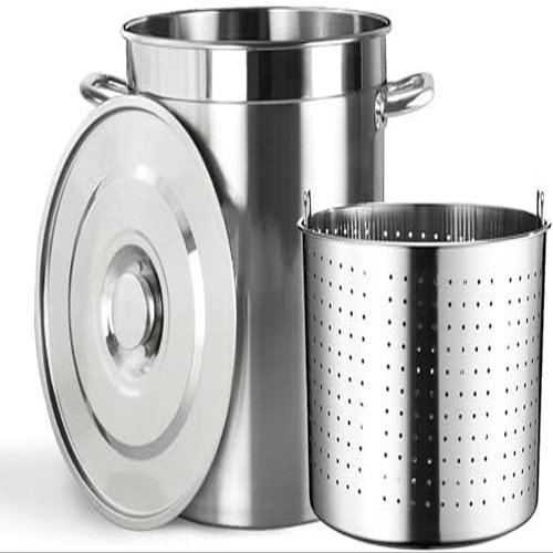 CAFIEDR Large Stainless Steel Stock Pot with Strainer Basket, 27/45/63 QT