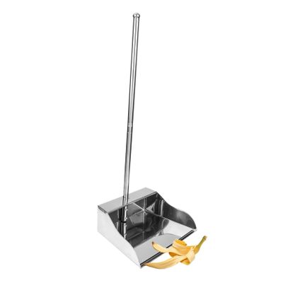 WHAMVOX Stainless Steel Dustpan, Heavy-Duty and Thickened, Large Dustpan with Ergonomic Handle for Home and Office, No-Bend Waste Collection, Durable and Easy to Store