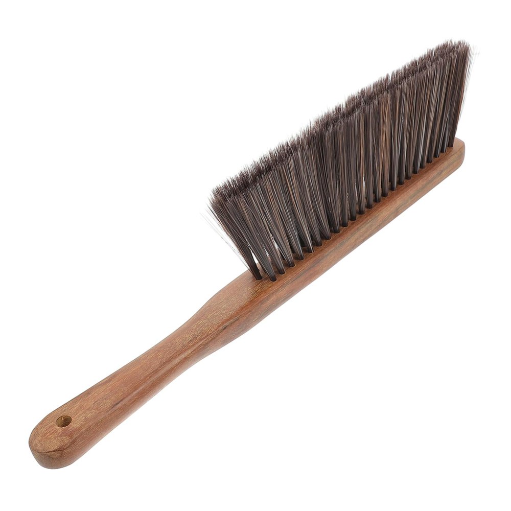 SHINEOFI Brush with Wooden Handle, 1 Piece, Brown Bristles for Beds and Sofas