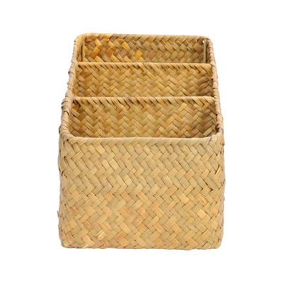 DIKACA Bamboo Storage Basket with Compartments