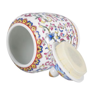 TEHAUX Chinese Vintage-Style Ceramic Storage Canister, 350 mL, with Airtight Lid