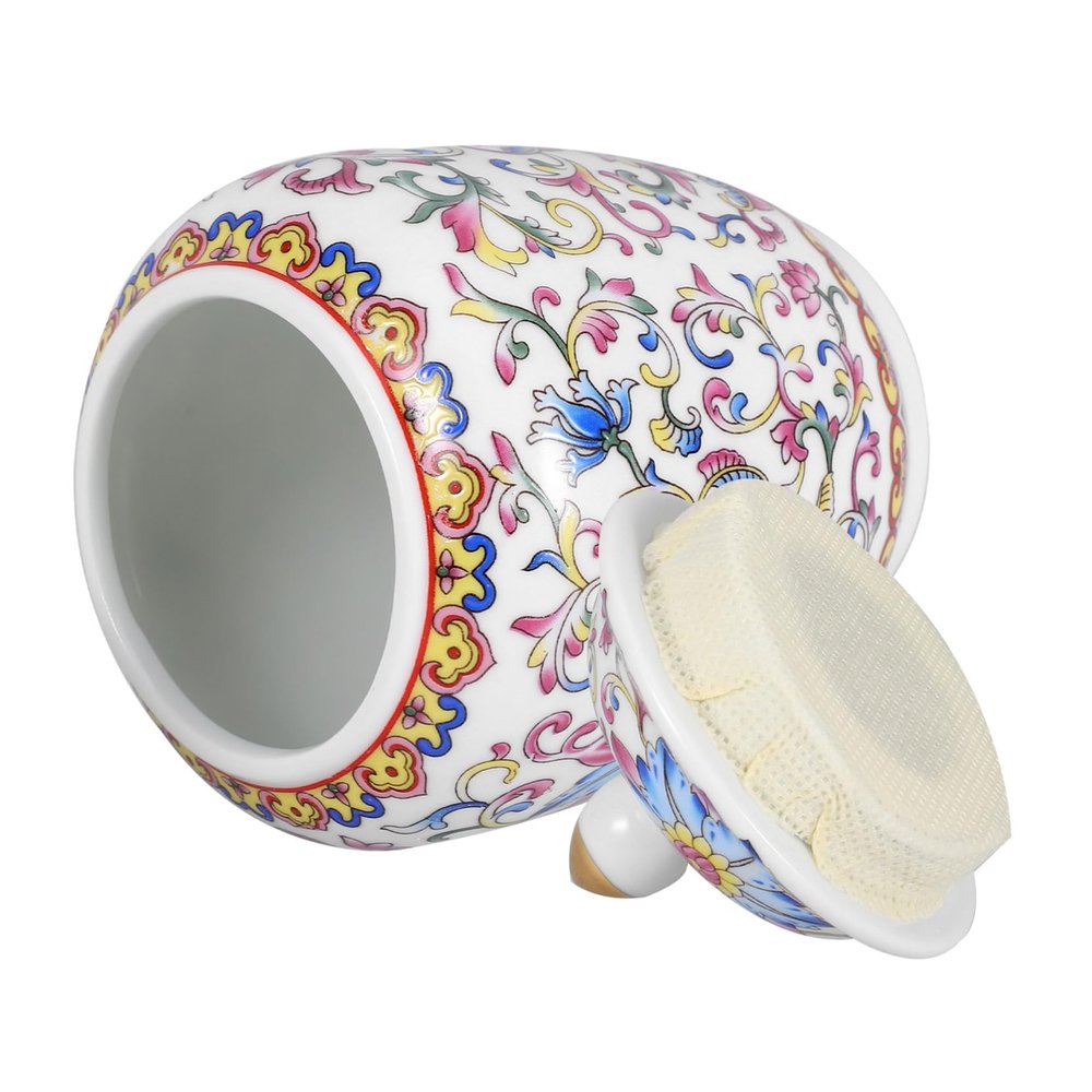 TEHAUX Chinese Vintage-Style Ceramic Storage Canister, 350 mL, with Airtight Lid