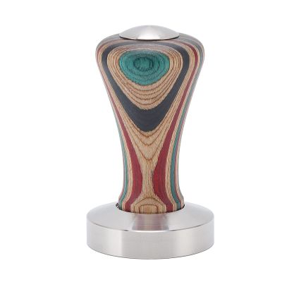 Colorful Wooden Coffee Tamper with Stainless Steel Base, 51 mm