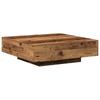 SKTQYQO Rustic Square Reclaimed Solid Wood Coffee Table, Aged Finish, 100 x 100 x 31 cm, Brown view 1