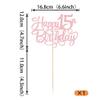 Xsstarmi 15th Birthday Cake Topper, Pink Happy 15th Birthday Decoration view 2