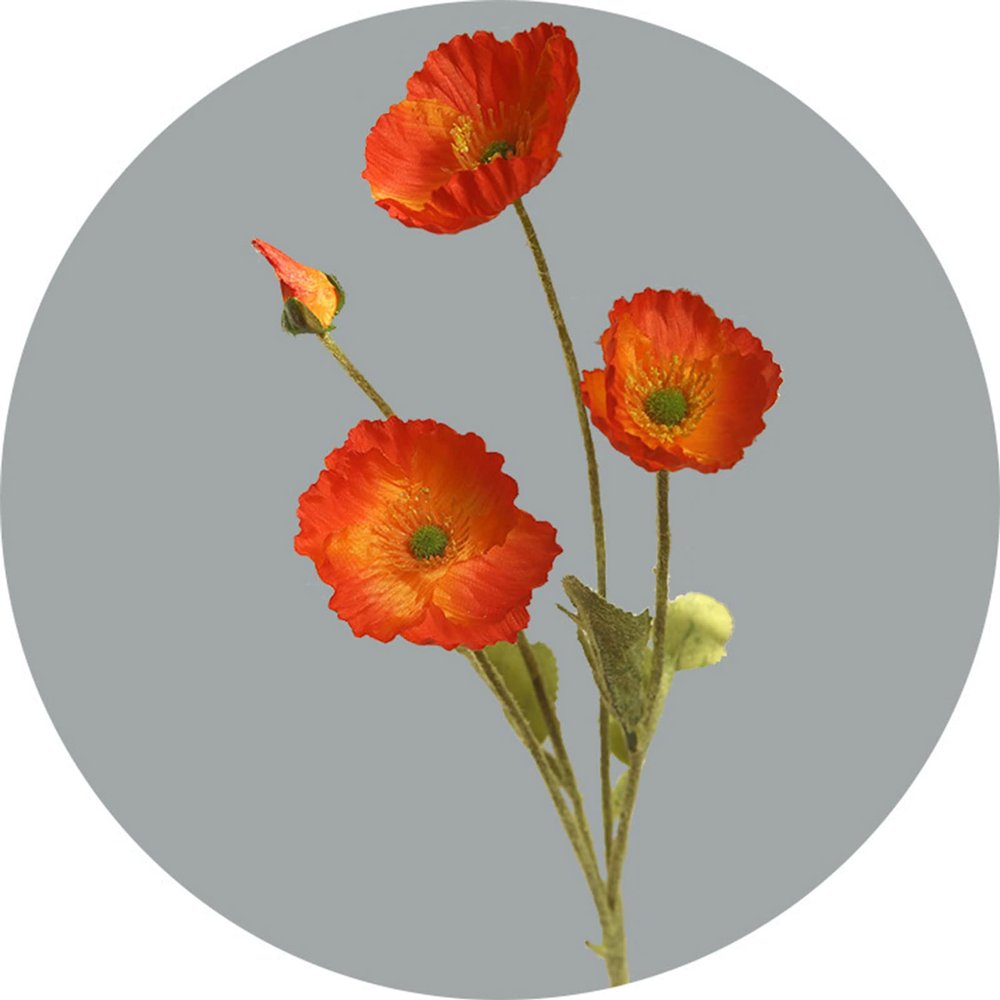 Artificial Four-Headed Poppy Flower with 4 Stems, 60 cm