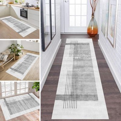 ZDYHMrj Gray Hallway Runner Rug, Non-Slip, Washable, 110 x 280 cm