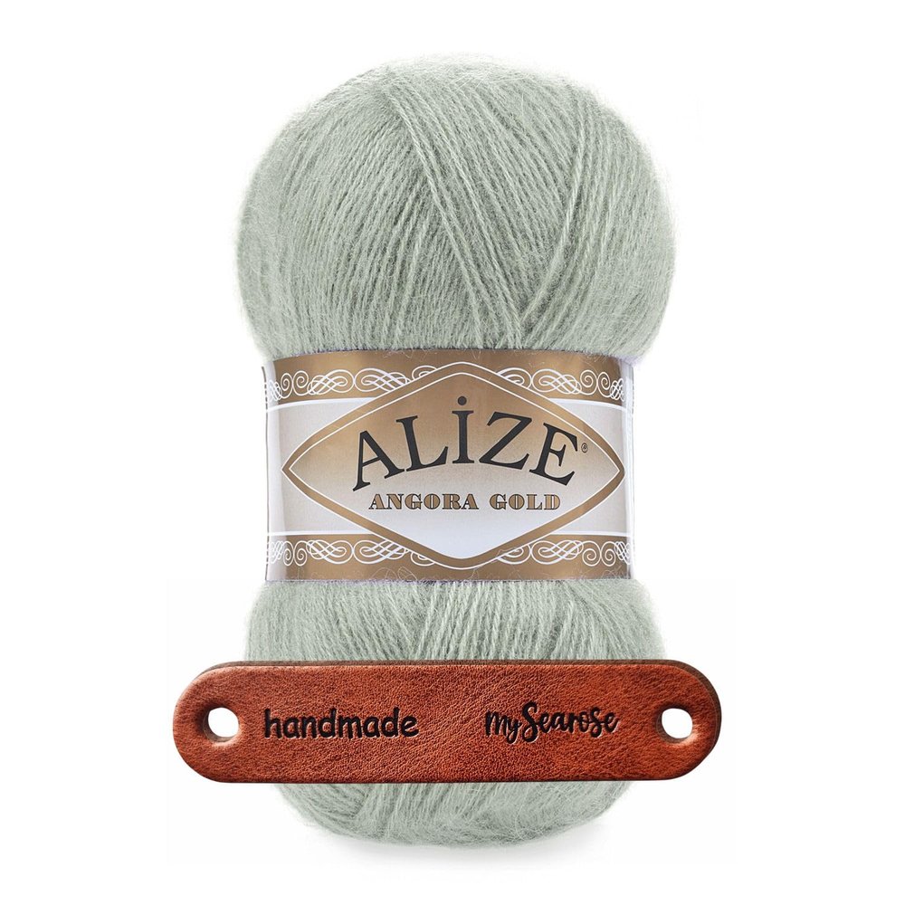 ALIZE Angora Gold 100 g 515 Green Almond Yarn with mySearose Label