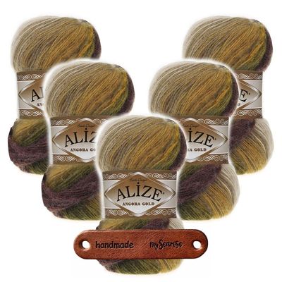 ALIZE Angora Gold Batik 5850 Premium Yarn, 5 x 100 g, Soft Color Gradient