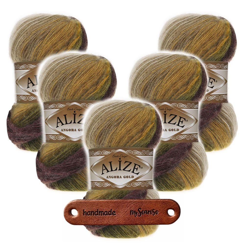 ALIZE Angora Gold Batik 5850 Premium Yarn, 5 x 100 g, Soft Color Gradient