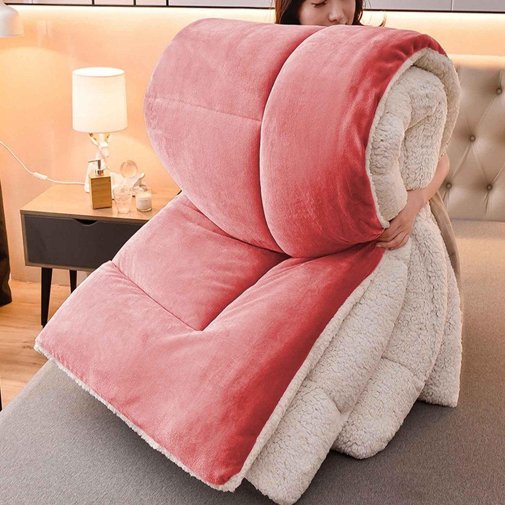 HLTQL Winter Quilt, Thick Lamb-Cashmere Quilted Blanket, Plush and Warm (02, 180 × 220 m/2.5 kg)
