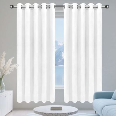 WUQINC Blackout Curtain 260 x 135 cm, Thermal Insulated Curtain with Grommets, White, 1-Piece Set