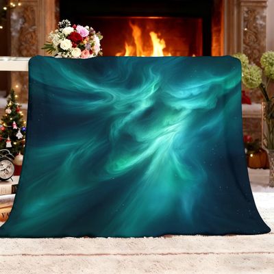 Dreamy Starry Sky & Northern Lights Gift Blanket, Green, XL 130 x 150 cm