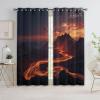 Blackout Curtains 215 x 110 cm (H x W), Dark Red Volcano Lava Design, 2-Piece Set view 3