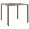 Teenpull 5-Piece Garden Bistro Set with Cushions, Gray Poly Rattan, Adjustable Chairs & Table, Acacia Wood Tabletop view 3