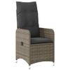 Teenpull 5-Piece Garden Bistro Set with Cushions, Gray Poly Rattan, Adjustable Chairs & Table, Acacia Wood Tabletop view 4