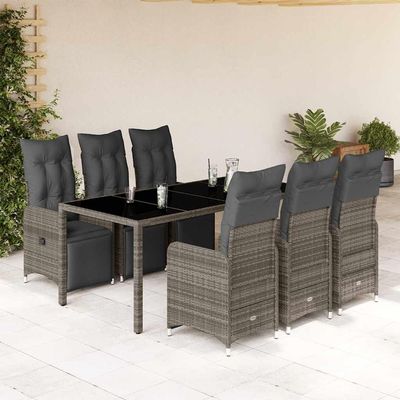 Teenpull 7-Piece Adjustable Gray PE Rattan Patio Dining Set