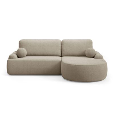 Lookway Cleo Round Sectional Sofa with Sleeper Function and Storage, 264 x 172 cm, Beige – Source 16, Right Side