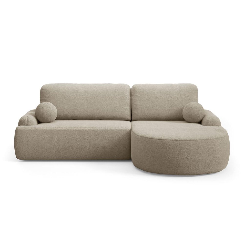 Lookway Cleo Round Sectional Sofa with Sleeper Function and Storage, 264 x 172 cm, Beige – Source 16, Right Side