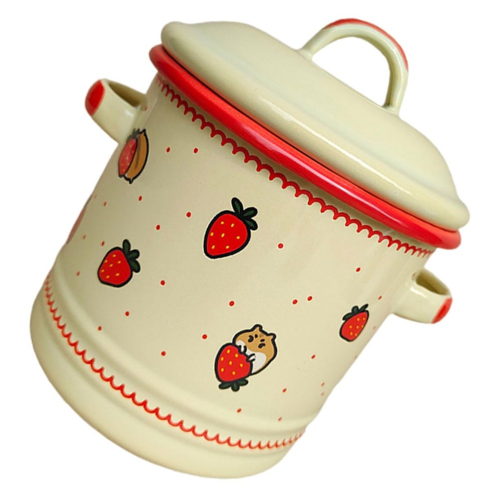 JEWEDECO 1.2 L Enamel Pasta Pot, Retro Style, Christmas Theme Party