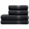 Harmatex 4-Piece Premium Bath Towel Set, 100% Cotton, 550 g/m², Soft & Absorbent, Embroidered Logo, Black view 1