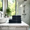 Harmatex 4-Piece Premium Bath Towel Set, 100% Cotton, 550 g/m², Soft & Absorbent, Embroidered Logo, Black view 2