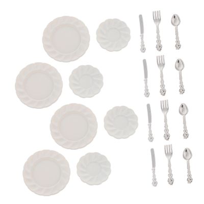 Miniature Alloy Tableware Set for Dollhouses