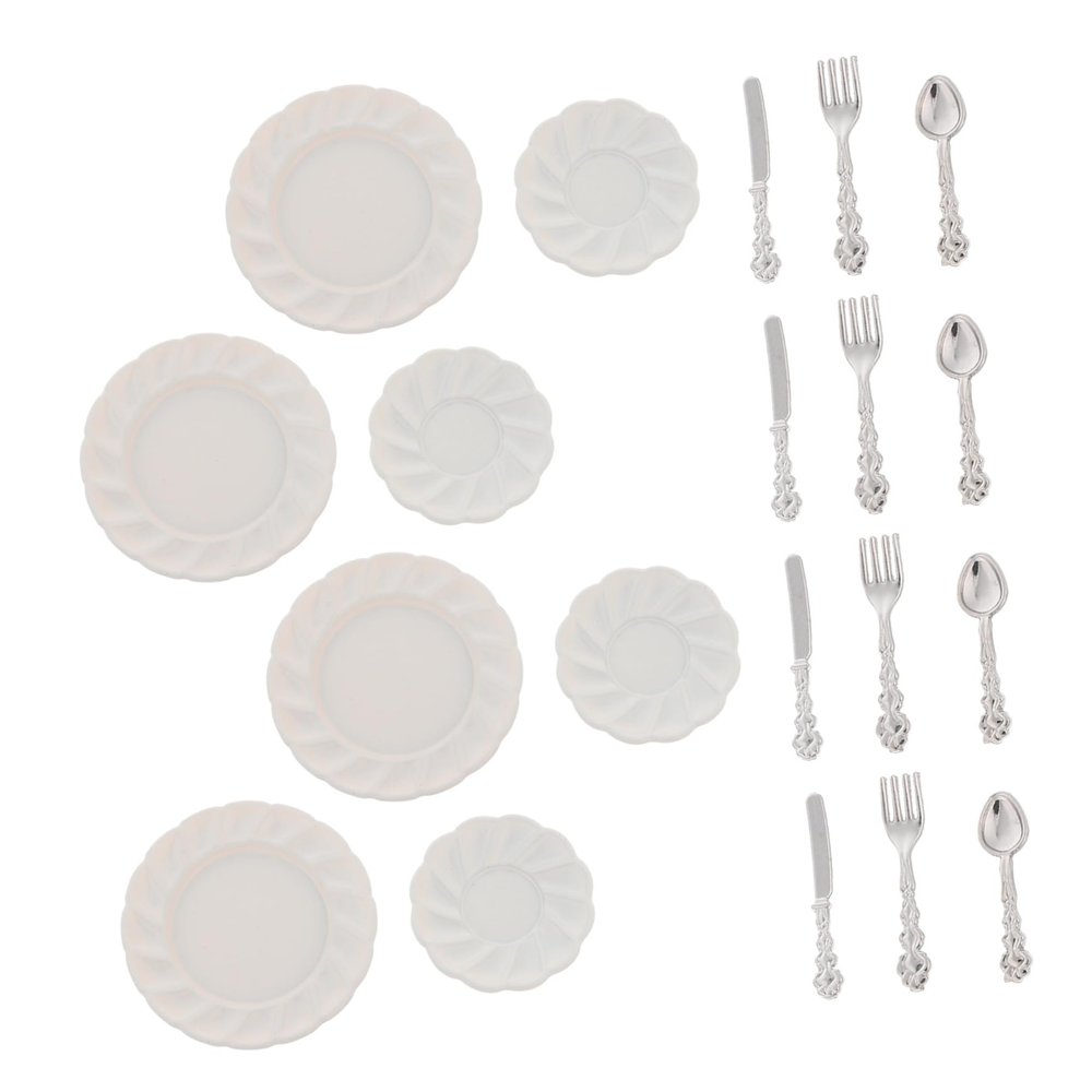 Miniature Alloy Tableware Set for Dollhouses