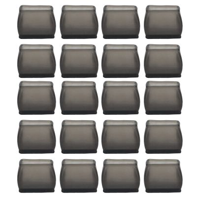 Chair Leg Floor Protectors, 20-Pack, Rectangular Felt Covers, Transparent Black (S)