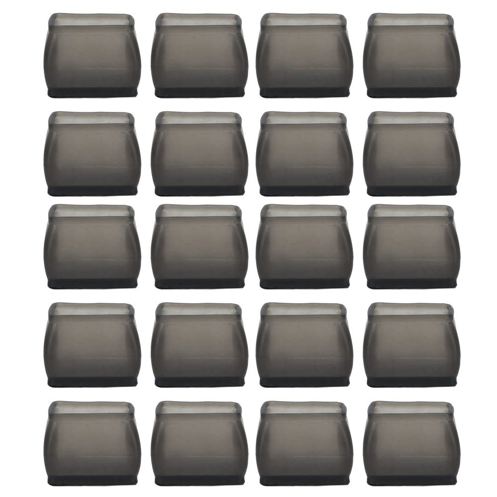 Chair Leg Floor Protectors, 20-Pack, Rectangular Felt Covers, Transparent Black (S)