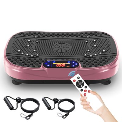 SAVEYOUR Vibration Plate for Home, 120 Levels & 5 Modes, Resistance Bands and Remote, Rose Red