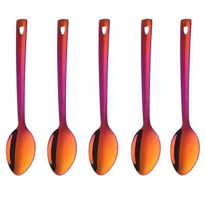 Buyer Star 5-Piece Serving Spoon Set, Premium Stainless Steel, 33 cm, Sunset Red