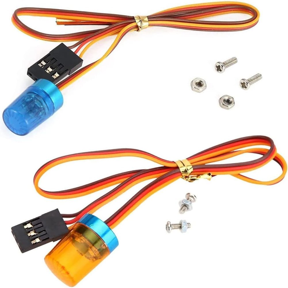 KINGCOO 2-Piece RC LED Police Strobe Warning Lights, 5 Modes, Blue/Yellow, 9 x 15 mm