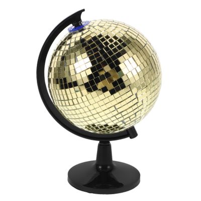 Artibetter Golden Rotating Disco Ball with Reflective Plastic-Glass Design, Decorative Globe for Offices and Events