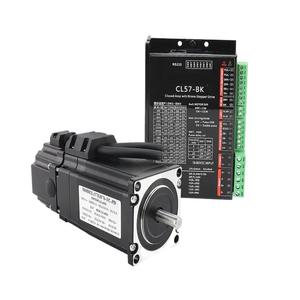 EAHWCXSD Servo Motor 57EH76-YC-PD + CL57-BK Driver Brake Closed-Loop NEMA 23 Stepper Motor, 4.0 A, 2.2 Nm, 83/100 mm (57EH100-YC-PD-CL57-K)