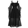 Battnot Women's Renaissance Gothic Costume Dress with Trumpet Sleeves view 1