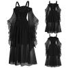Battnot Women's Renaissance Gothic Costume Dress with Trumpet Sleeves view 2