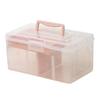 Pink Multifunctional PP Storage Box with Two-Tier Design view 1