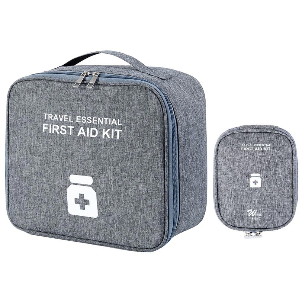 MISUVRSE 2-Piece Large-Capacity Portable First Aid Travel Bags for Home, Office, and Outdoors, Gray, One Size