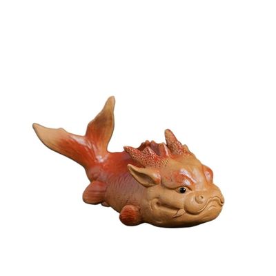 Purple Sand Fish-Dragon Tea Pet Sculpture