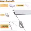 Dailify Picture Rail Hanging System, White Metal Rail with 2 Cables and 4 Hooks, 75 in/190 cm Track view 4