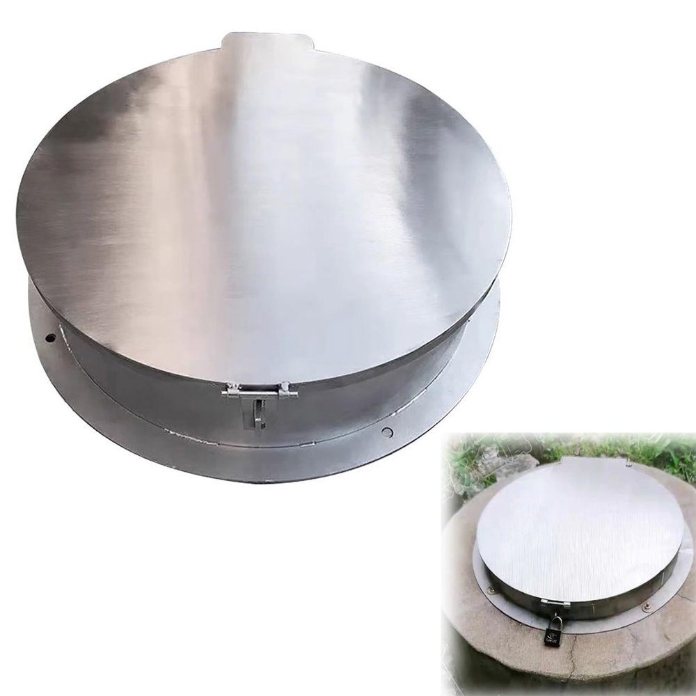 Round Stainless Steel Manhole Cover with Lock, 30 cm