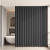 Single Tree Forest Foldable Linen Shower Curtain, Magnetic, with Hooks, Black, W180 × H180 cm view 2