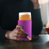 Beer Can Cooler Sleeve, Purple with Gold Diagonal Stripes view 4