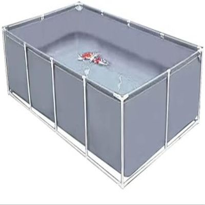 Aquarium Pool with Drain Valve, Steel Frame, PVC Canvas Aquaculture Water Tank for Koi Fish and Turtles