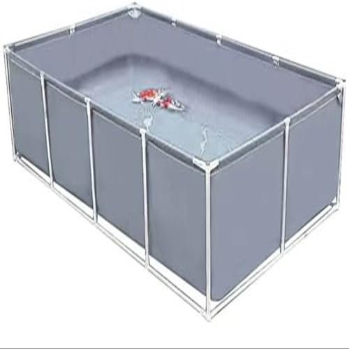 Aquarium Pool with Drain Valve, Steel Frame, PVC Canvas Aquaculture Water Tank for Koi Fish and Turtles